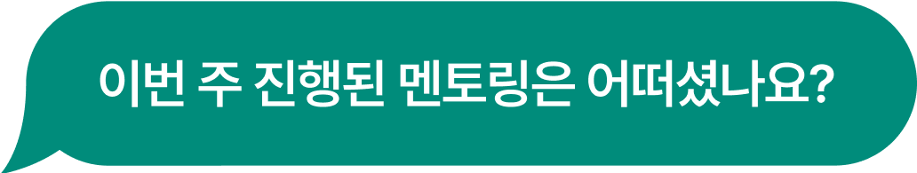 이번 주 진행된 멘토링은 어떠셨나요?